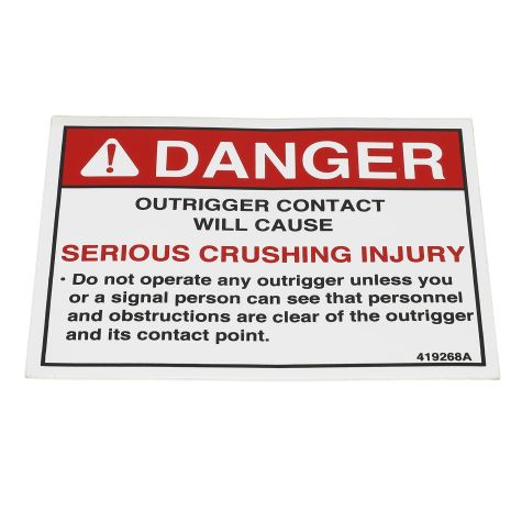 DECAL OUTRIGGER DO NOT OPERATE